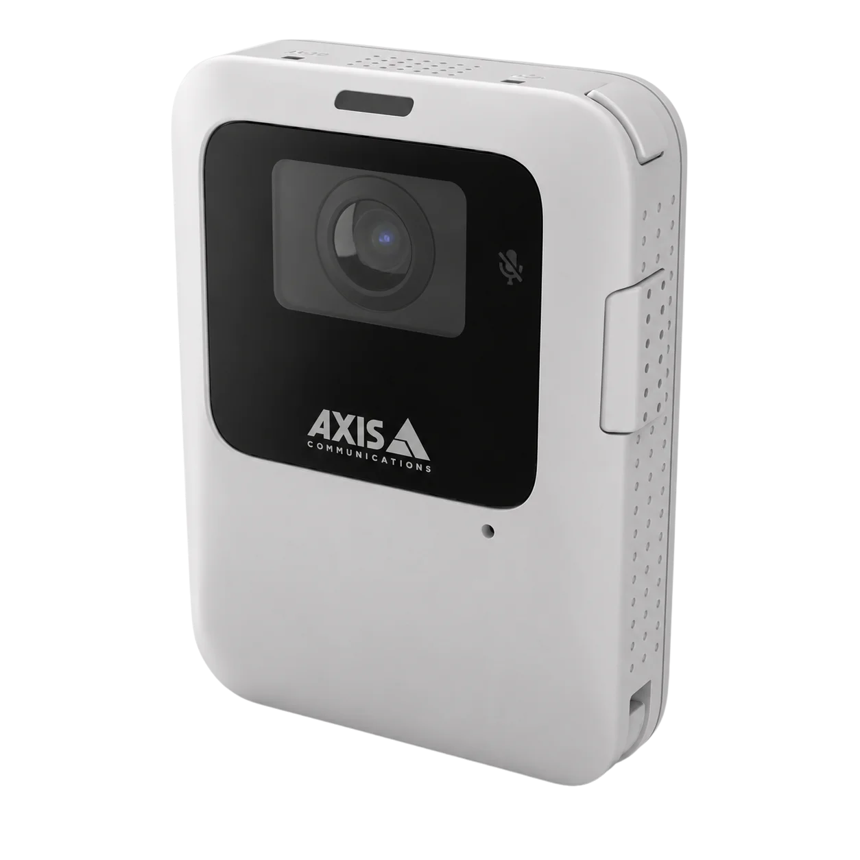 AXIS W102 Body Worn Camera in white, angled front view.