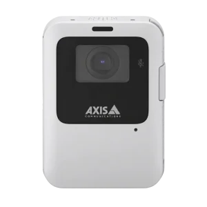AXIS W102 Body Worn Camera in white, front view.
