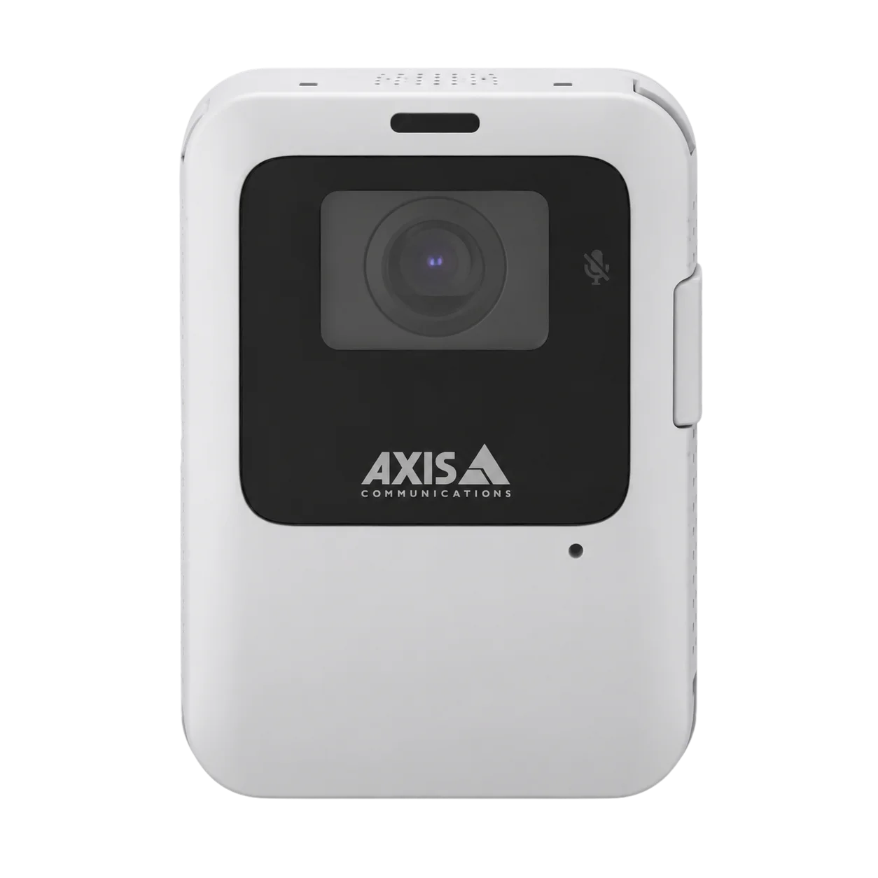 AXIS W102 Body Worn Camera in white, front view.