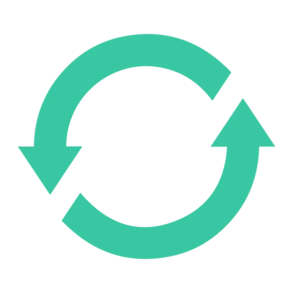 Sync arrows icon representing secure data offloading with the AXIS W700 Mk II 1-bay docking station.