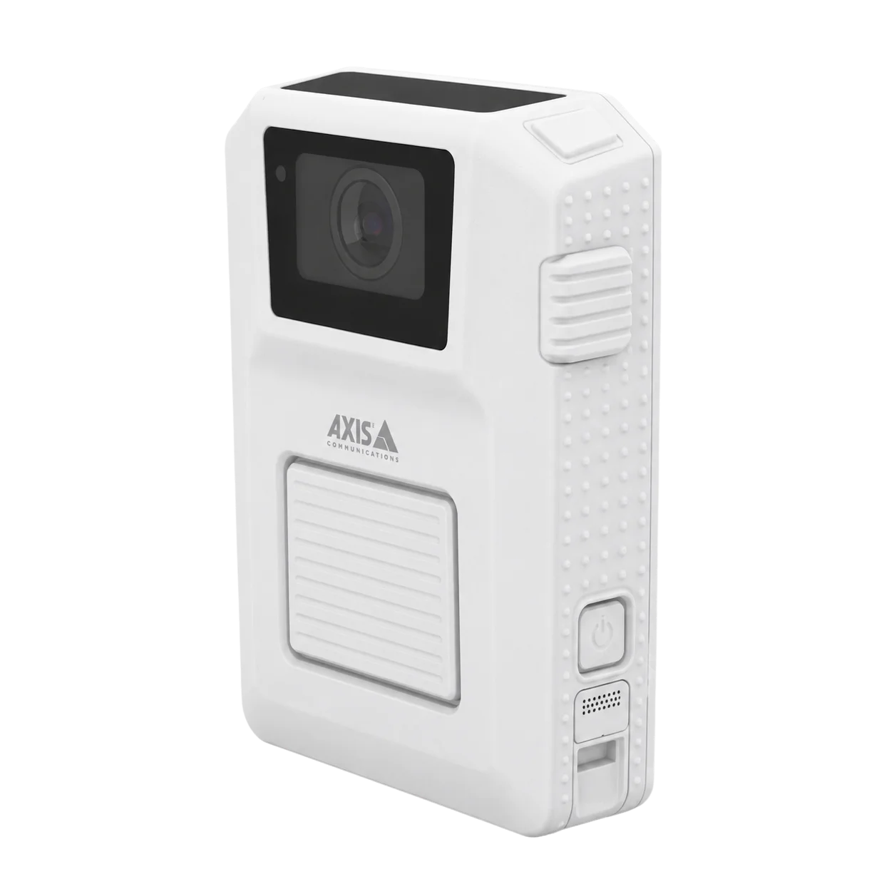 axis w102 body worn camera in white front right angle