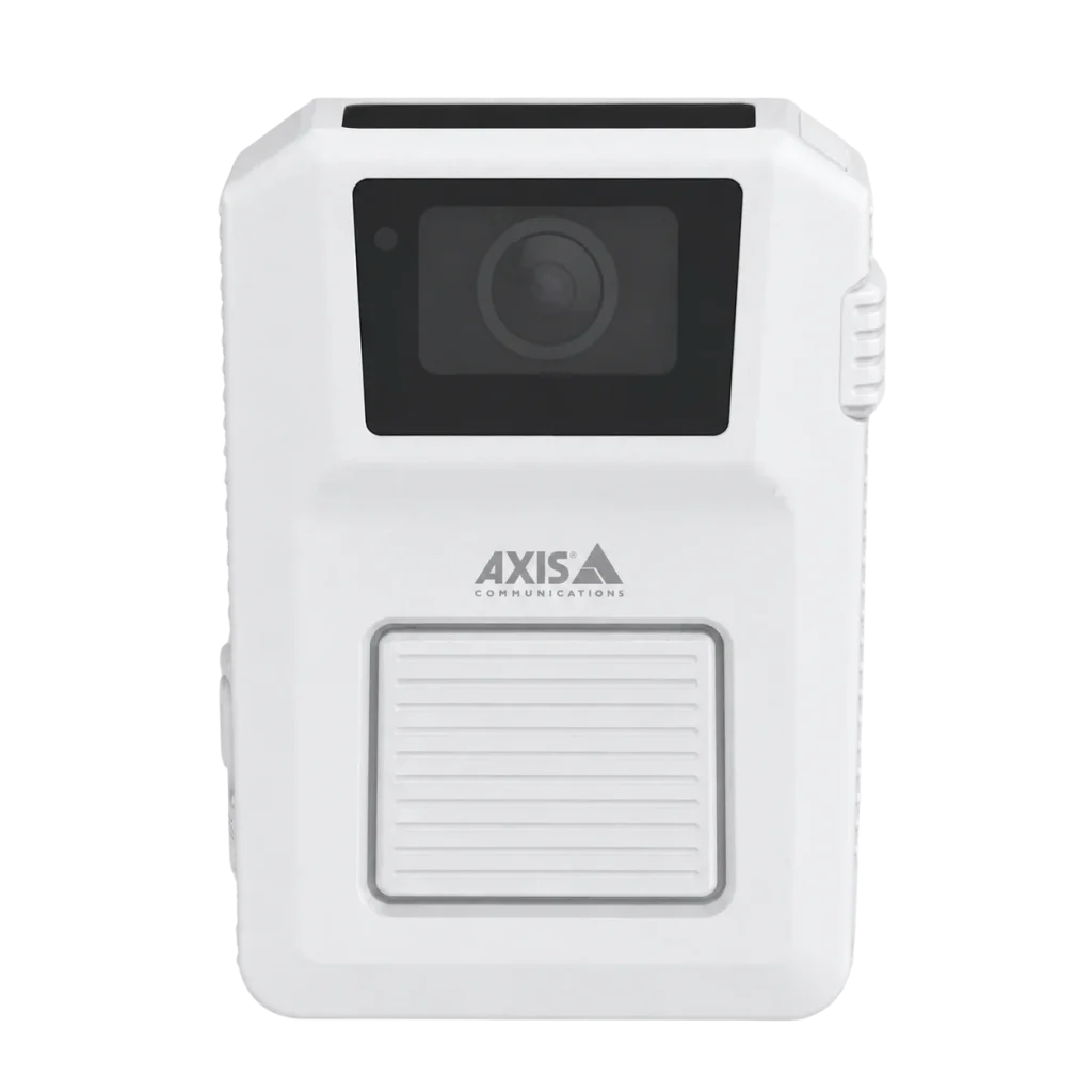 axis w102 body worn camera in white front view