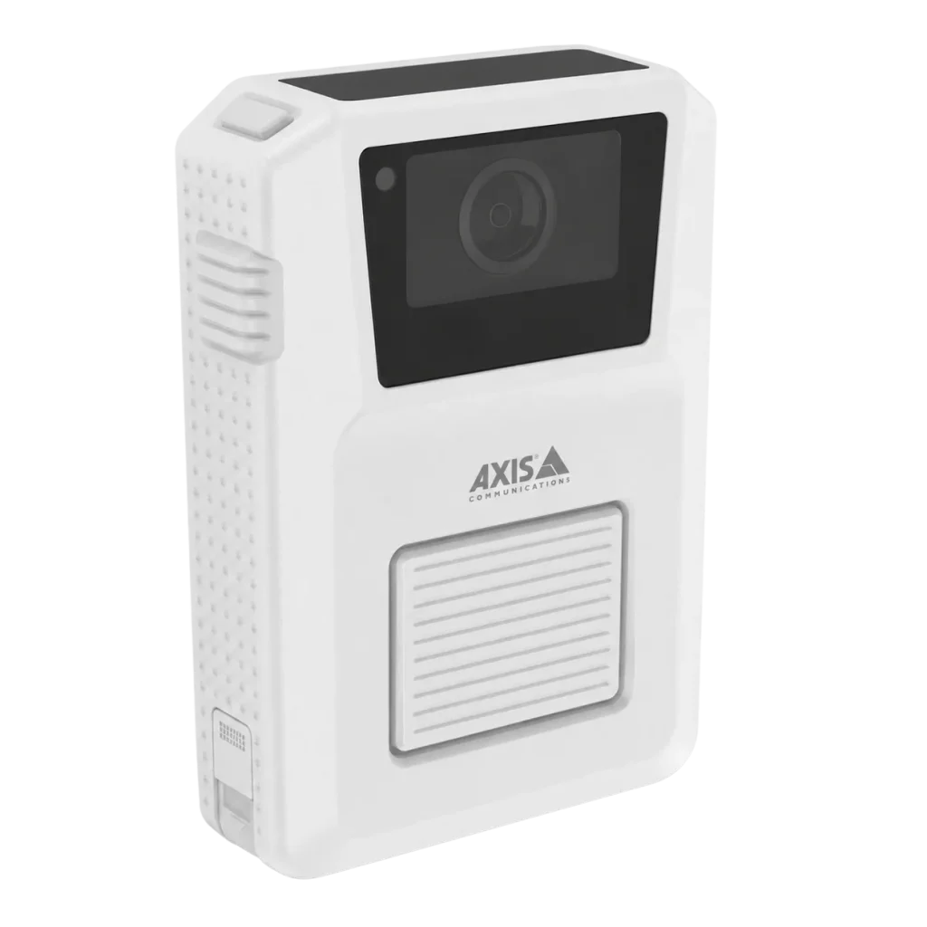 white axis w120 wearable security camera side view