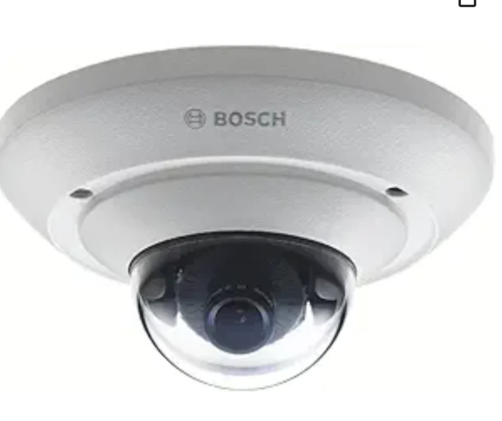 Bosch wired security camera with dome design and high-resolution lens.