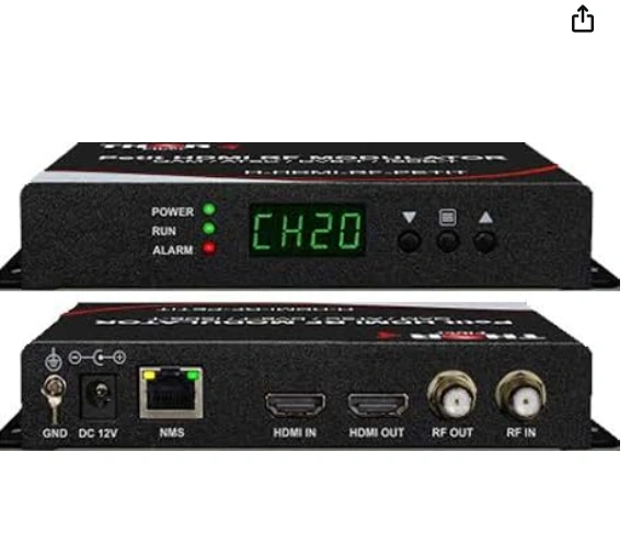 HDMI modulator with CH20 display and inputoutput ports.