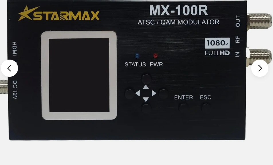 STARMAX MX-100R ATSCQAM modulator with HDMI and RF output.