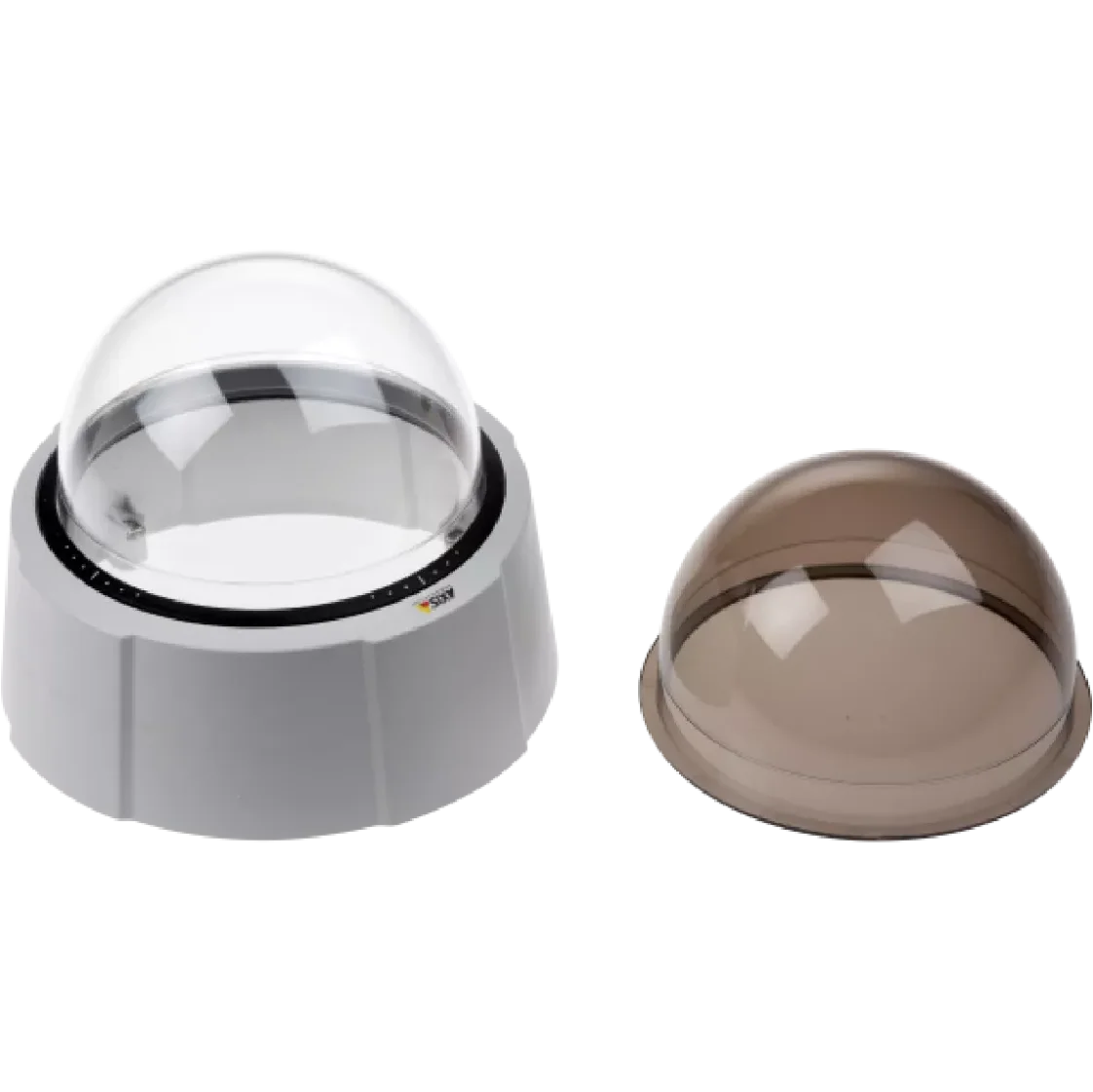 Transparent and tinted dome covers for security cameras.