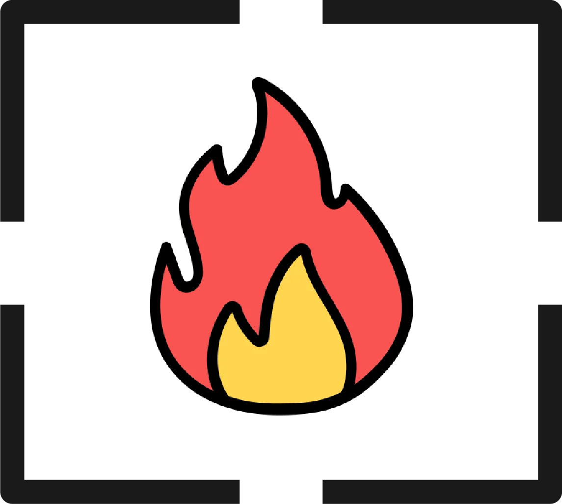 Flame icon representing fire hazard.