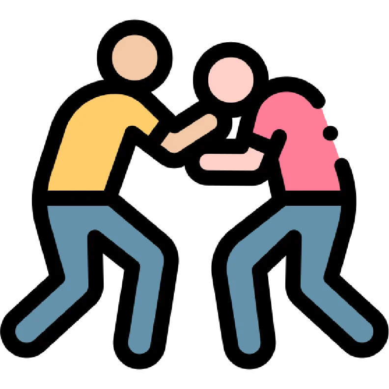 Illustration of two people in a physical confrontation.