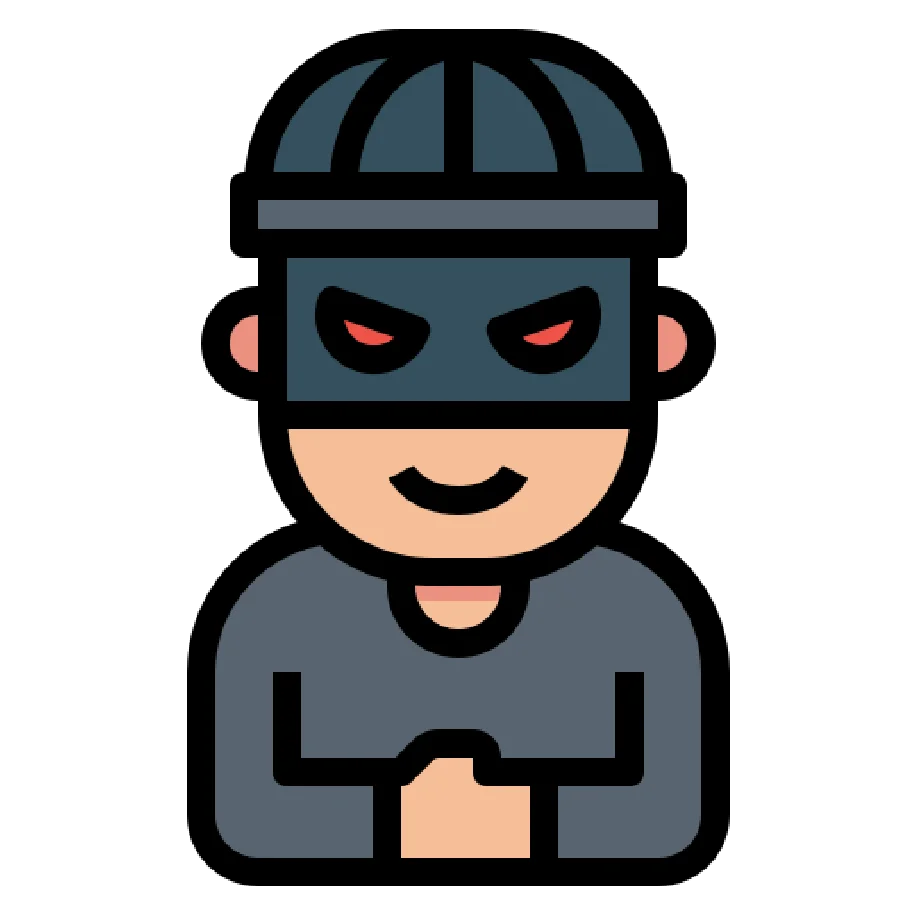 Masked person in a dark outfit, representing a thief.
