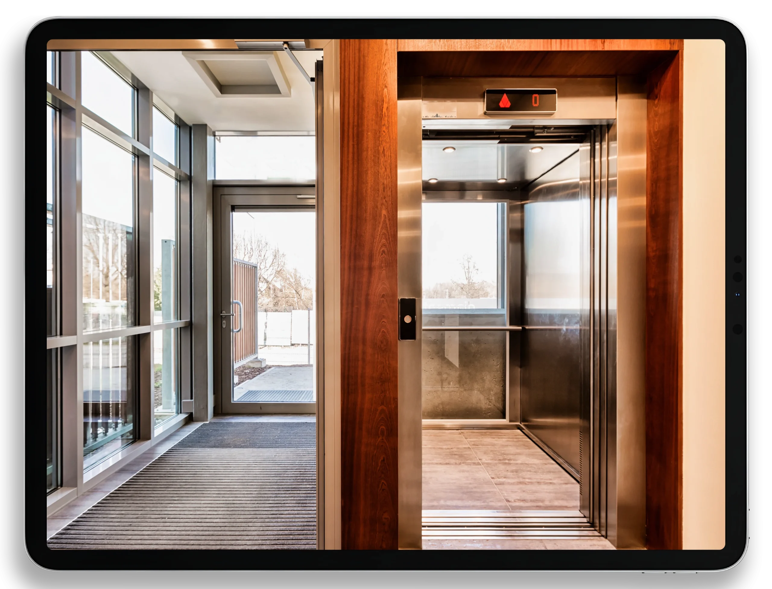 Open elevator in a modern residential building