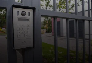 Outdoor gate keypad intercom with camera for secure entry and visitor communication