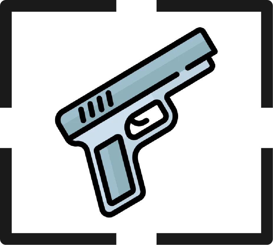 Pixelated handgun icon indicating weapon detection