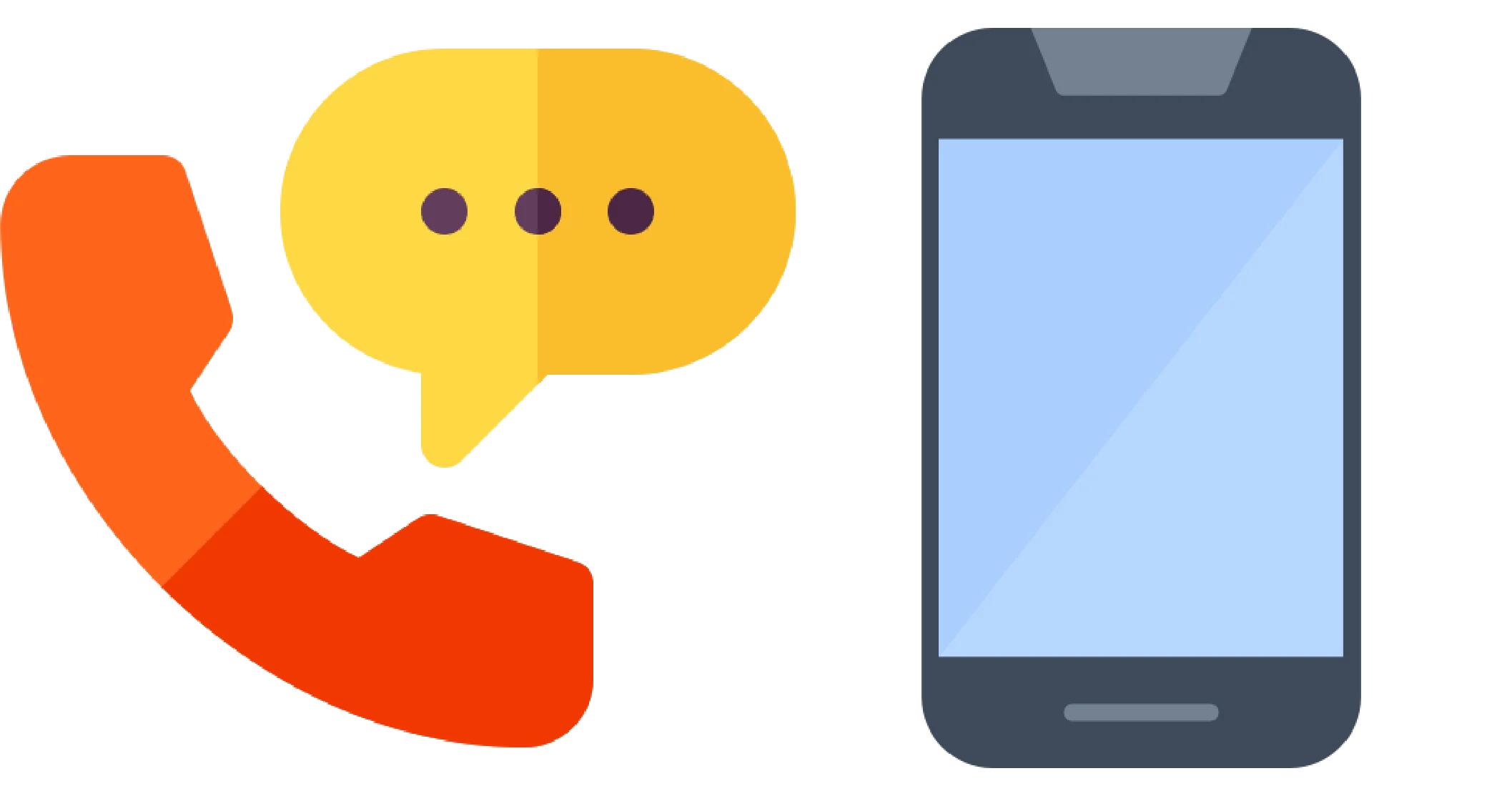 Récepteur téléphonique, bulle de dialogue et icône du smartphone