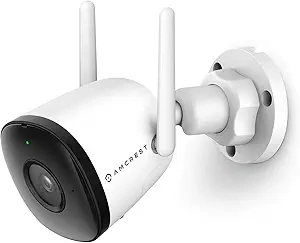 Caméra bullet sans fil d'extérieur Amcrest avec double antenne pour une surveillance stable de la maison et de l'entreprise.