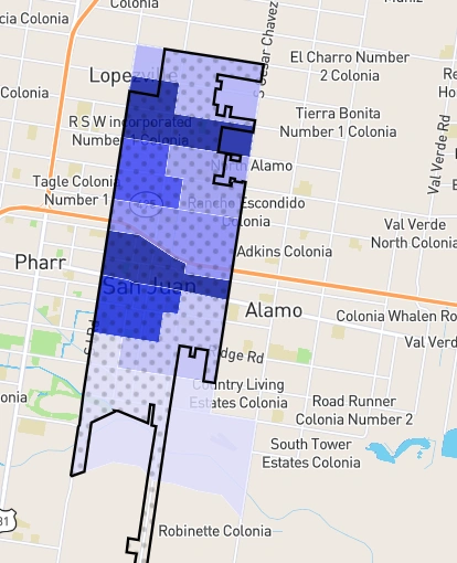 Crime map highlighting different areas of San Juan with varying safety levels for visitors