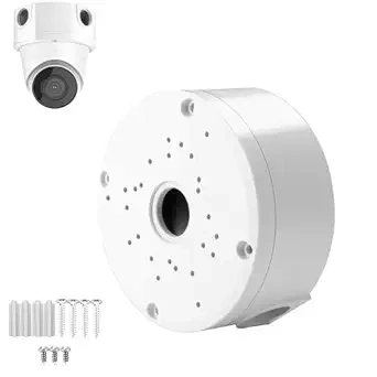 Dome camera junction box with screws and anchors for secure and professional mounting.