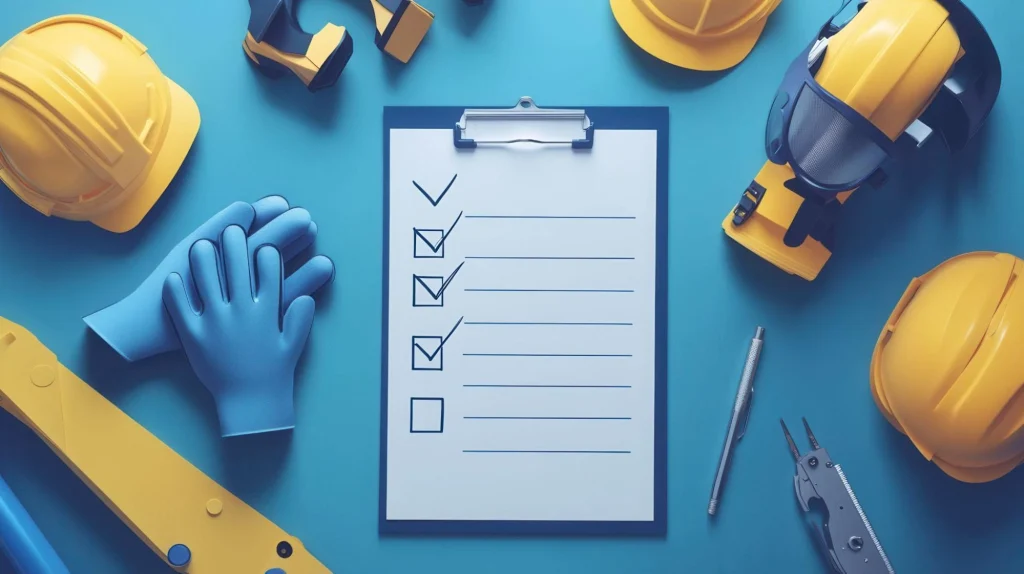 Engineer in safety gear reviewing digital security systems for construction site compliance in 2025