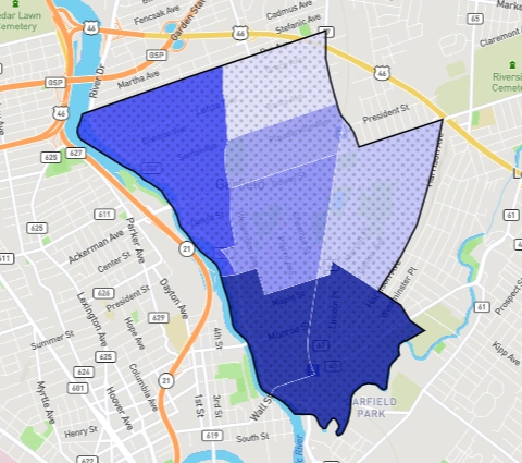 Map highlighting crime-affected neighborhood boundaries in Chicago’s West Side area.