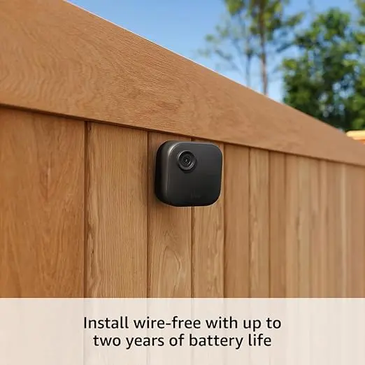 Outdoor wireless security camera with long battery life.