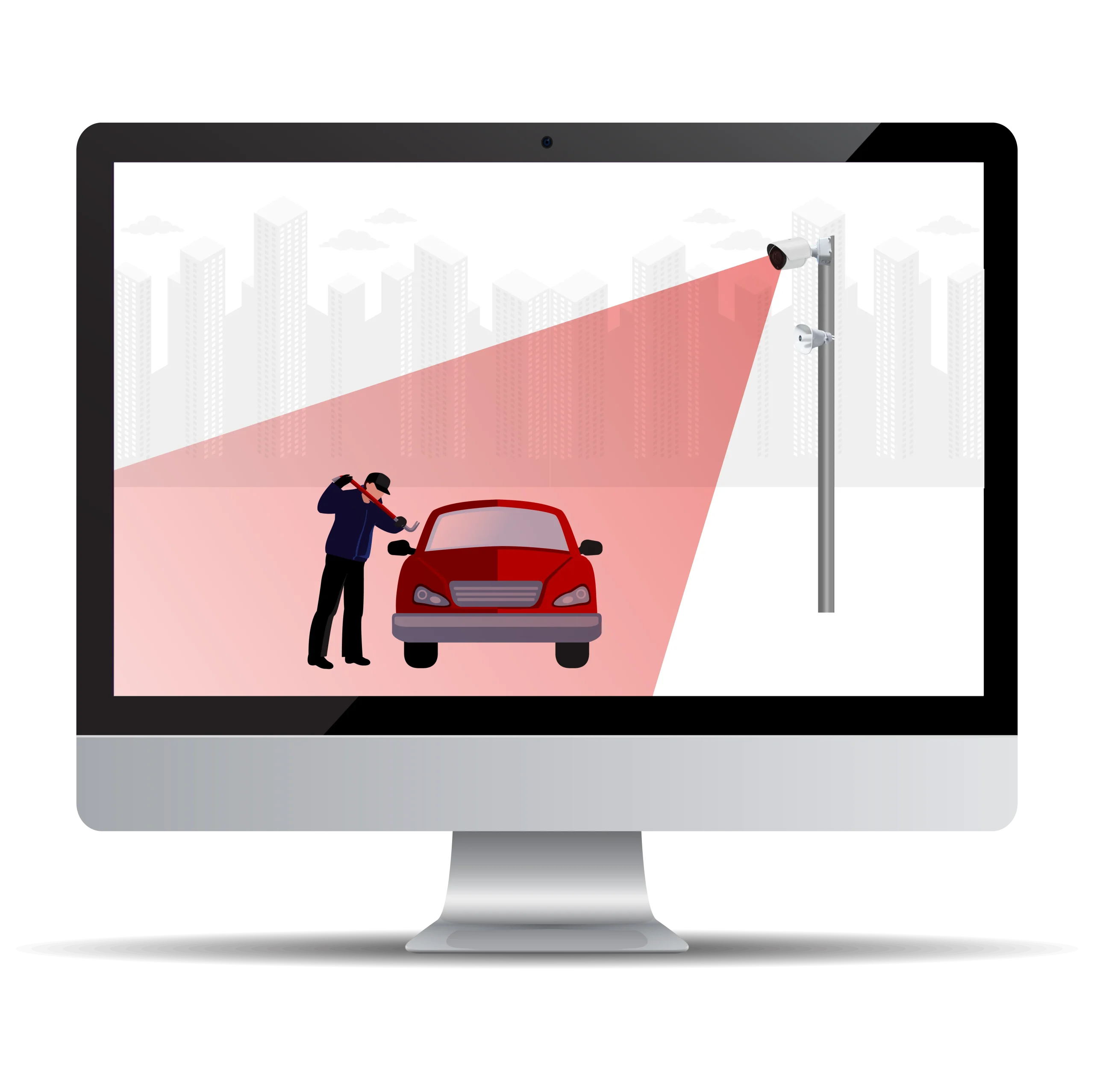 Security camera detecting car theft in progress