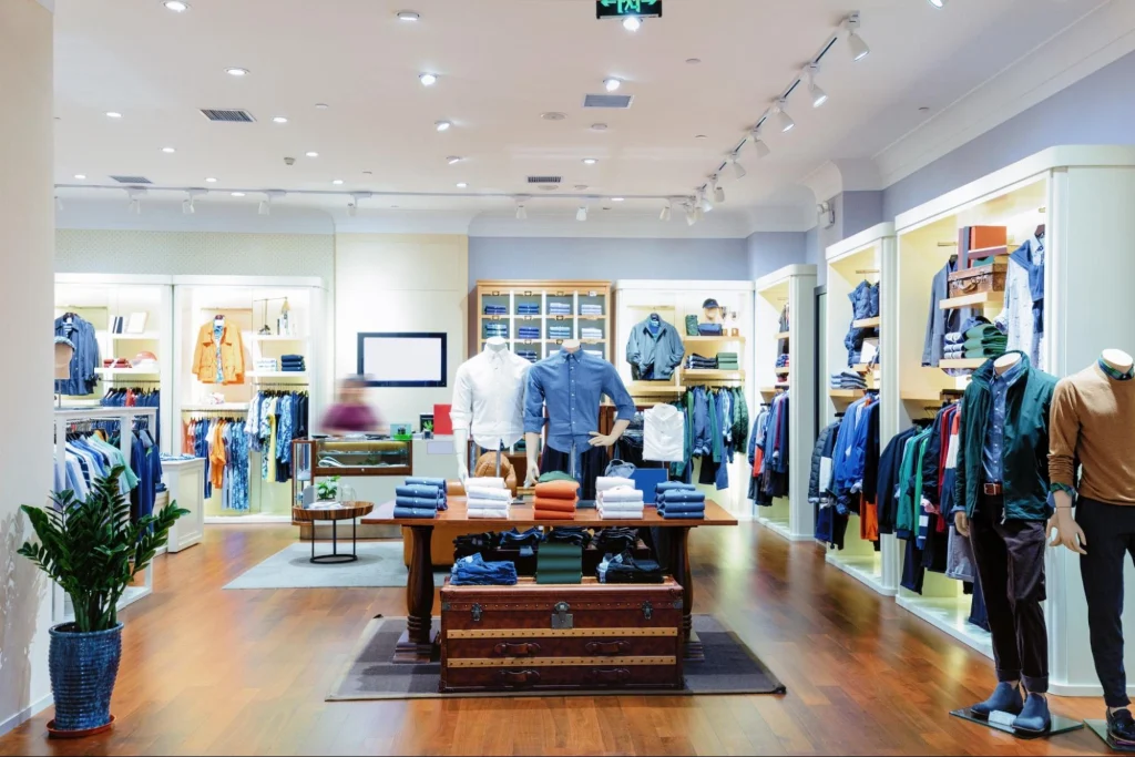 Well-lit Minneapolis clothing store interior showing safe shopping environment in 2025.