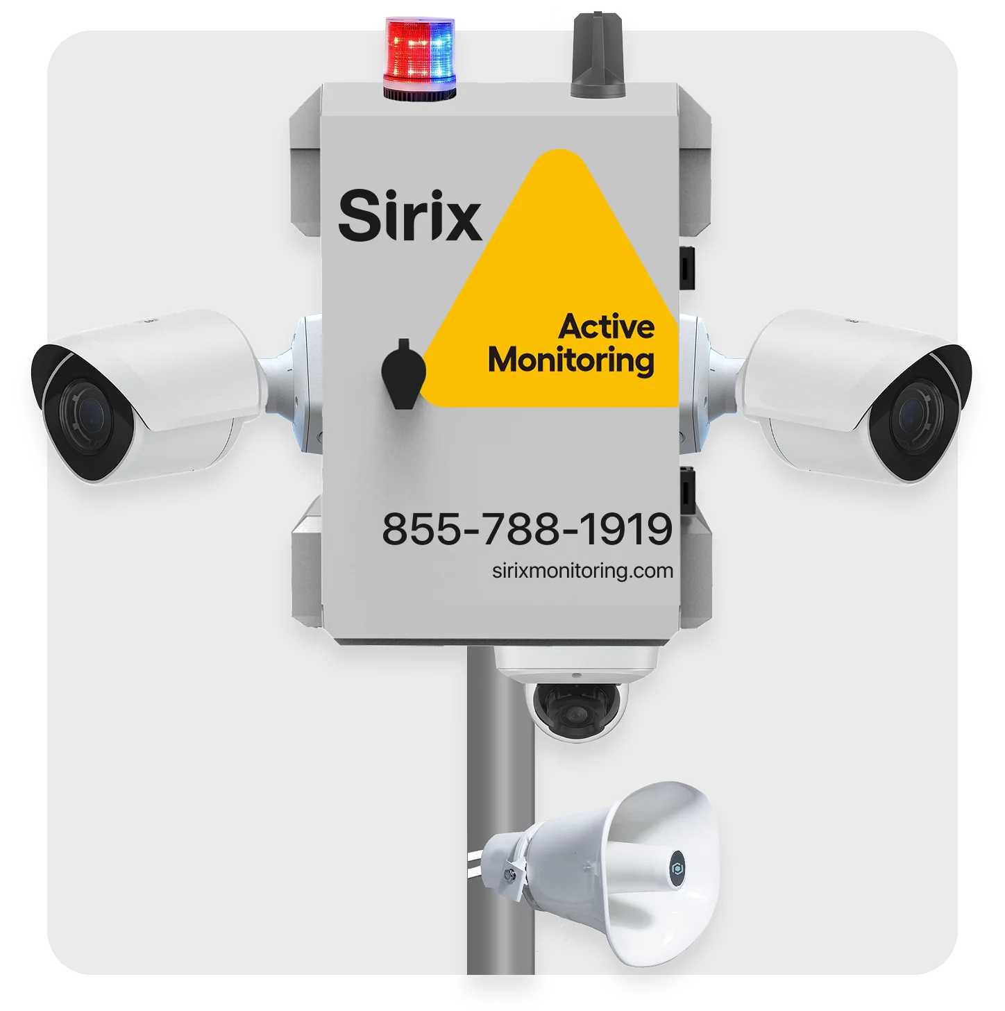 Sirix active monitoring security system with cameras, lights, and siren