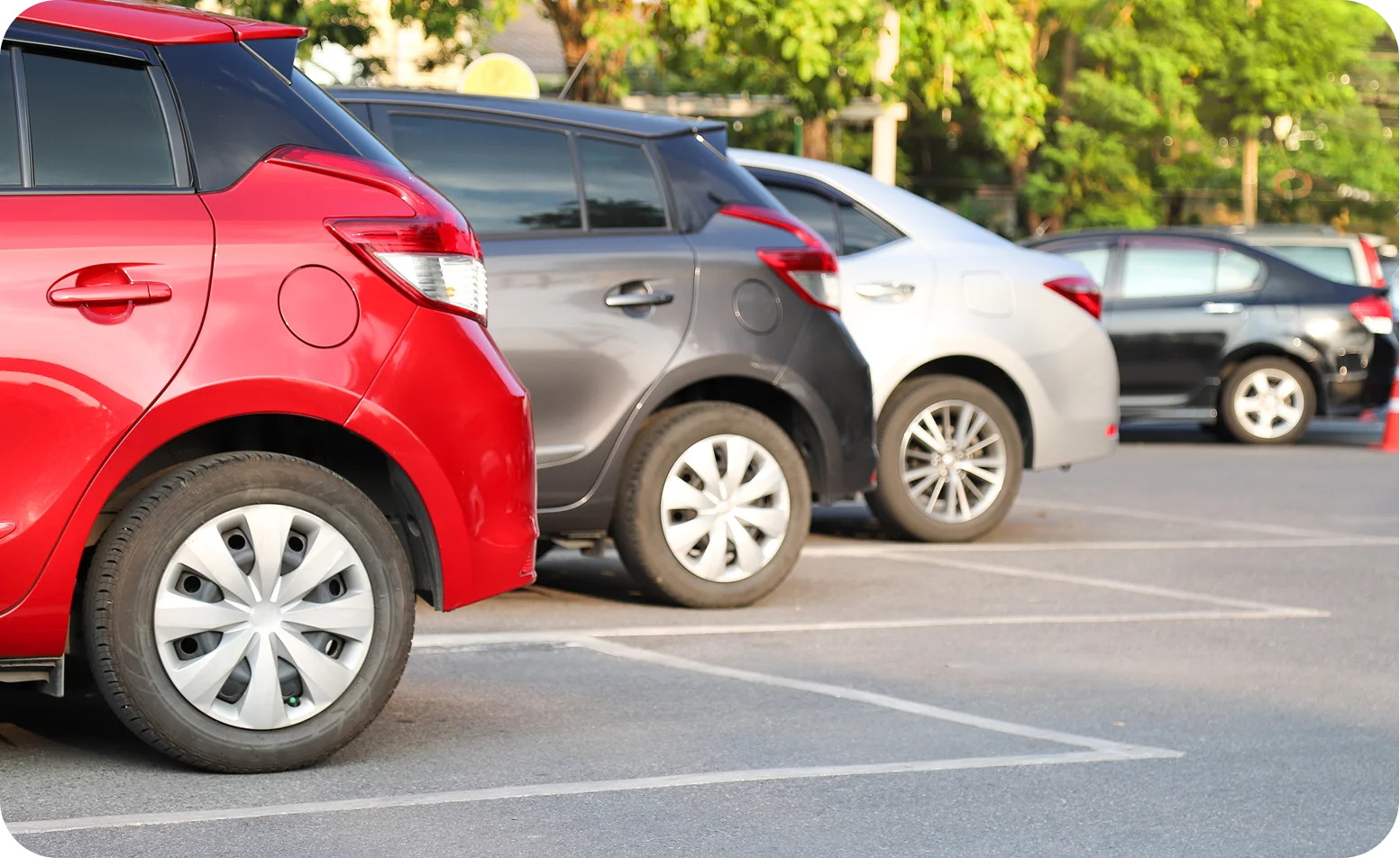 Cars parked under remote surveillance system