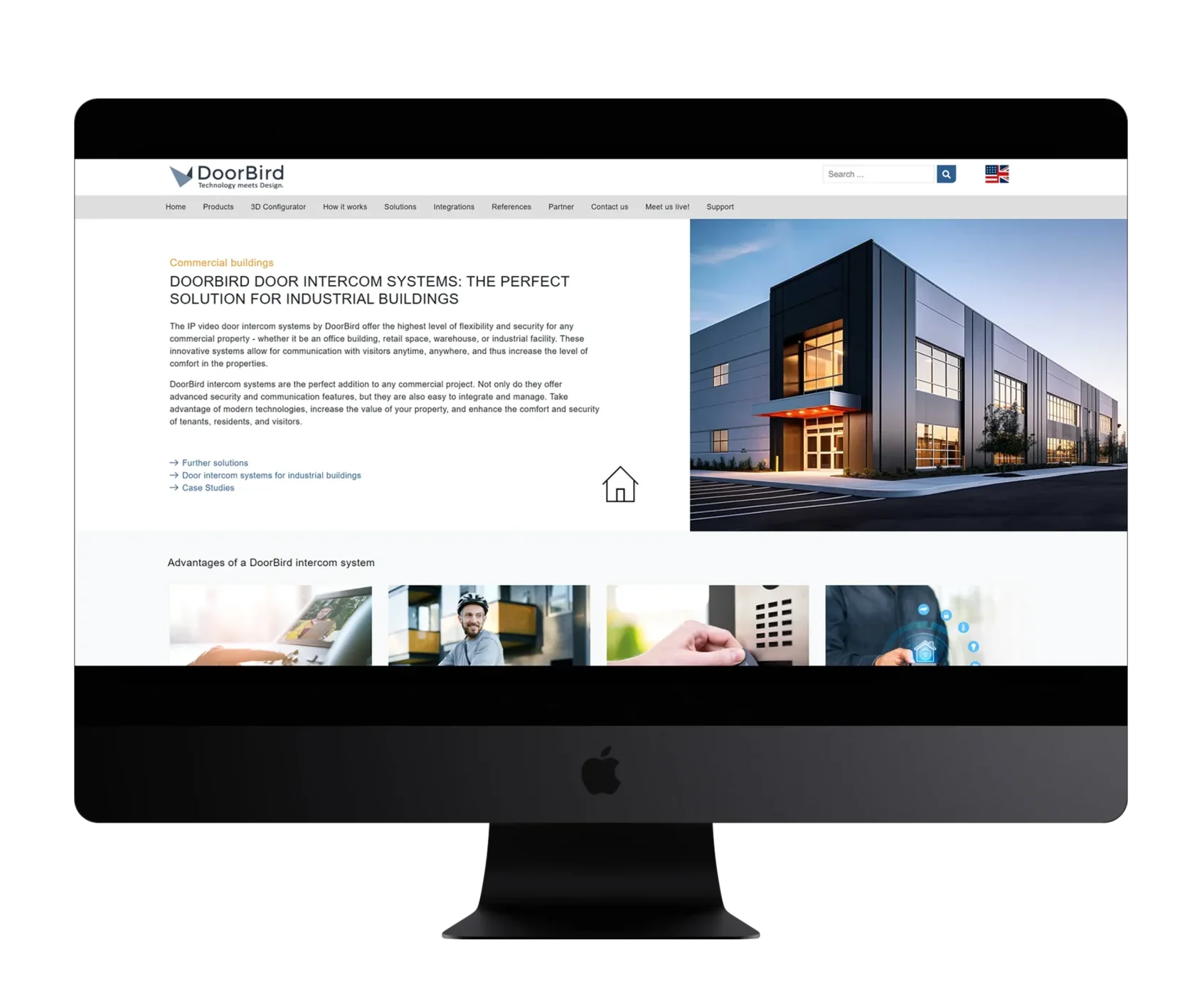 DoorBird intercom system webpage showing Sirix integration in action.