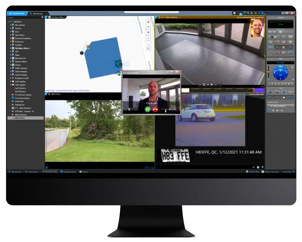 Tableau de bord de sécurité Genetec intégré au système de surveillance Sirix.