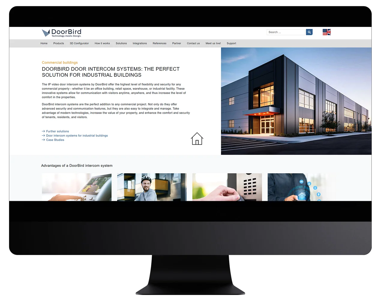 Page web du système d'interphone DoorBird montrant l'intégration de Sirix en action.