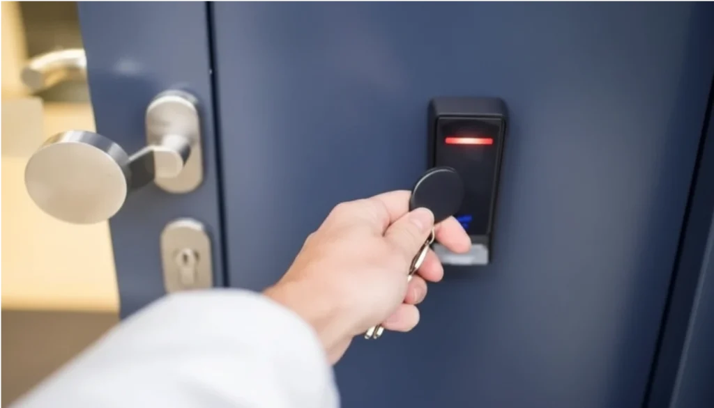 Système de contrôle d'accès pour sécuriser l'entrée d'un concessionnaire automobile.