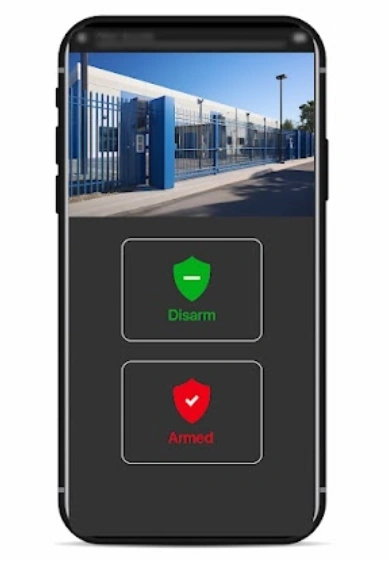 Interface mobile indiquant l'état armé et désarmé d'un système de sécurité.