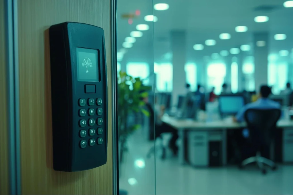 Keypad door access system used in modern visitor management setup.