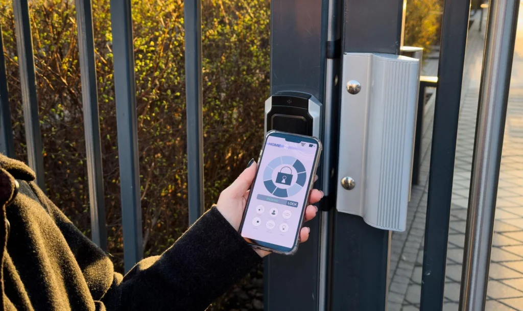 Smartphone access control for secure visitor entry management system.